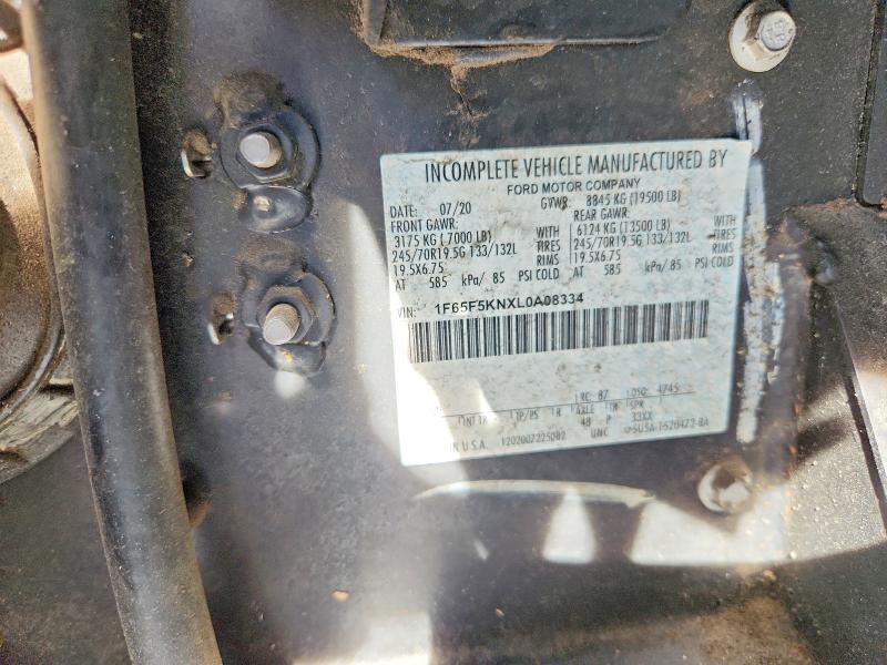 78844005 :رقم المزاد ، 1F65F5KNXL0A08334 vin ، 2020 Ford F59 مزاد بيع