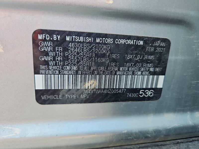 77911845 :رقم المزاد ، JA4ATWAA4NZ005477 vin ، 2022 Mitsubishi Eclipse Cross مزاد بيع