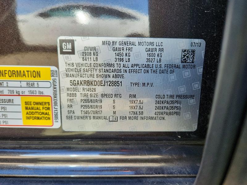 78952755 :رقم المزاد ، 5GAKRBKD0EJ128851 vin ، 2014 Buick Enclave مزاد بيع