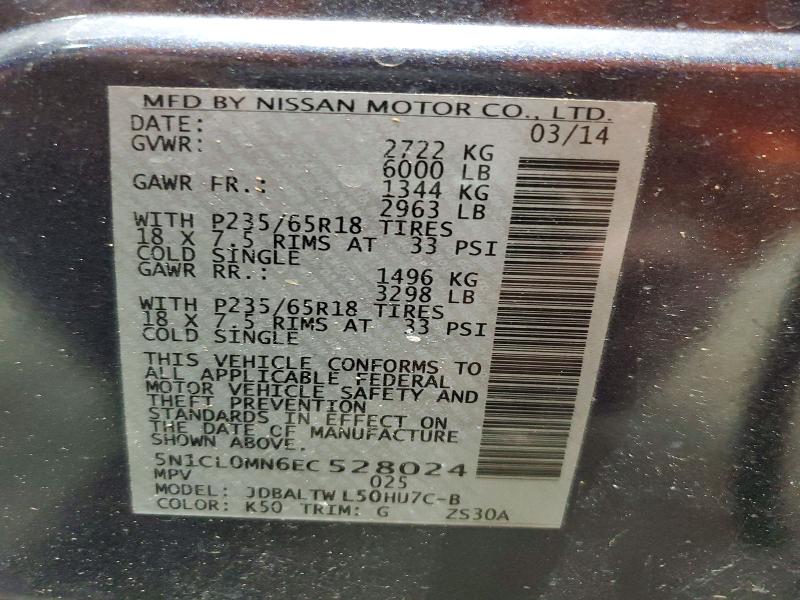 Aukcja sprzedaży 2014 Infiniti Qx60, vin: 5N1CL0MN6EC528024, numer aukcji: 77619635