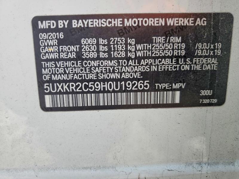 78107255 :رقم المزاد ، 5UXKR2C59H0U19265 vin ، 2017 Bmw X5 مزاد بيع