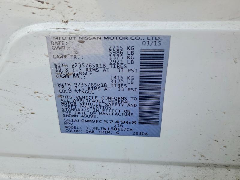 Aukcja sprzedaży 2015 Infiniti Qx60, vin: 5N1AL0MM9FC524968, numer aukcji: 77232515