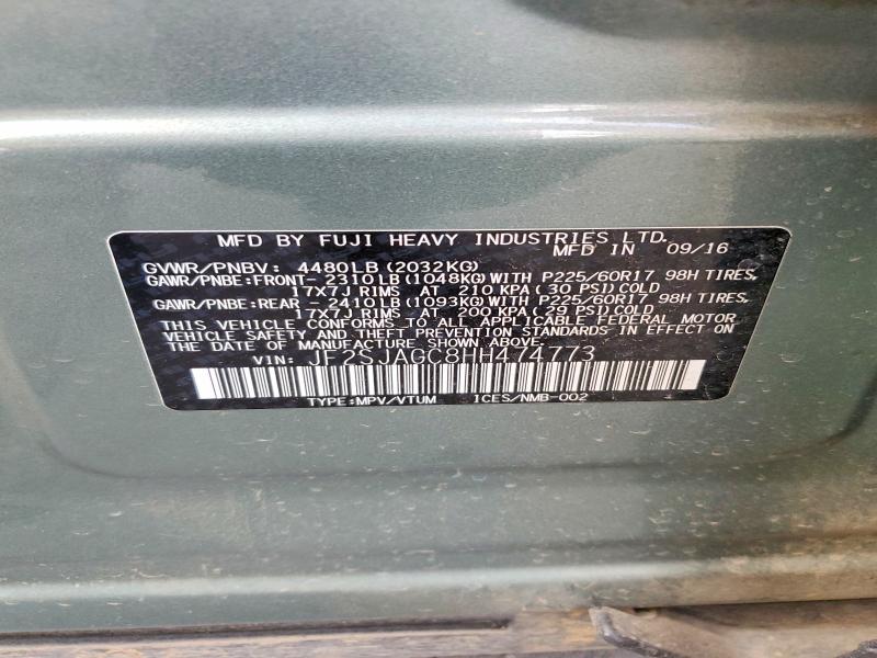 Продажа на аукционе авто 2017 Subaru Forester, vin: JF2SJAGC8HH474773, номер лота: 77289575