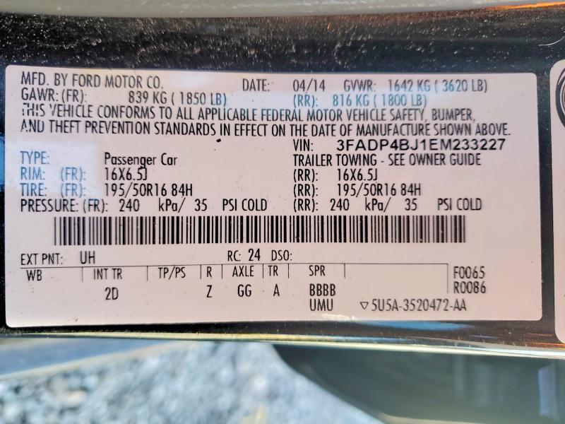 Продажа на аукционе авто 2014 Ford Fiesta, vin: 3FADP4BJ1EM233227, номер лота: 79027615