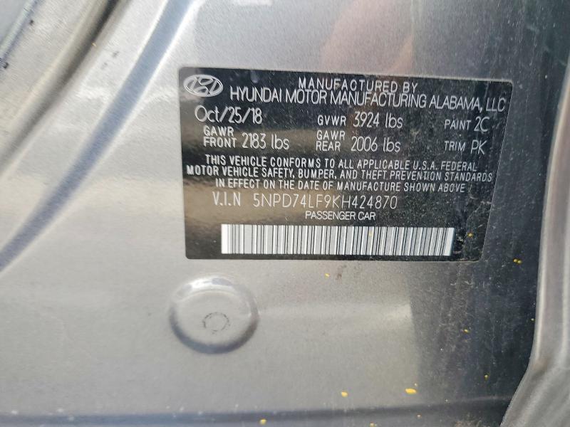 Продаж на аукціоні авто 2019 Hyundai Elantra Se, vin: 5NPD74LF9KH424870, номер лоту: 76667875