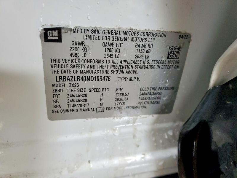 Продаж на аукціоні авто 2022 Buick Envision, vin: LRBAZLR40ND109476, номер лоту: 75837495