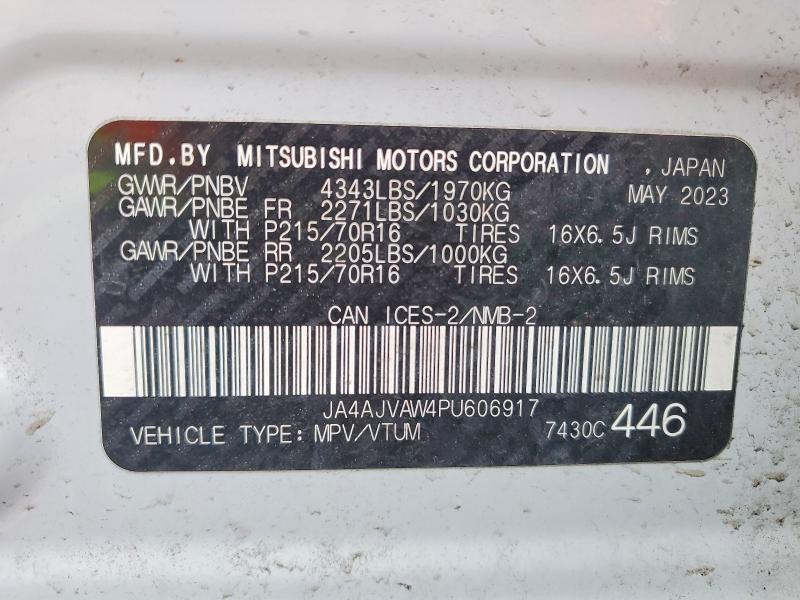 2023 Mitsubishi Rvr მანქანა იყიდება აუქციონზე, vin: JA4AJVAW4PU606917, აუქციონის ნომერი: 77179575