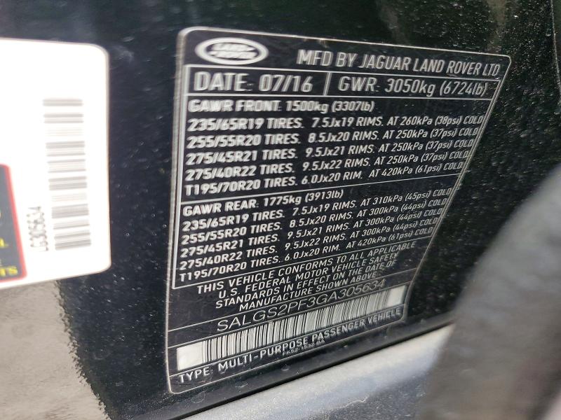 Aukcja sprzedaży 2016 Land Rover Range Rover, vin: SALGS2PF3GA305634, numer aukcji: 78287805