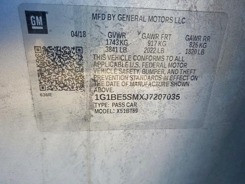 Aukcja sprzedaży 2018 Chevrolet Cruze, vin: 1G1BE5SMXJ7207035, numer aukcji: 76944065