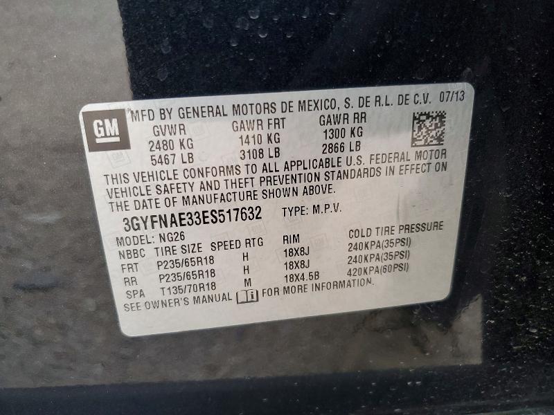 2014 Cadillac Srx მანქანა იყიდება აუქციონზე, vin: 3GYFNAE33ES517632, აუქციონის ნომერი: 77496685