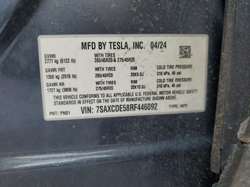 Продажа на аукционе авто 2024 Tesla Model X, vin: 7SAXCDE58RF446092, номер лота: 75934905