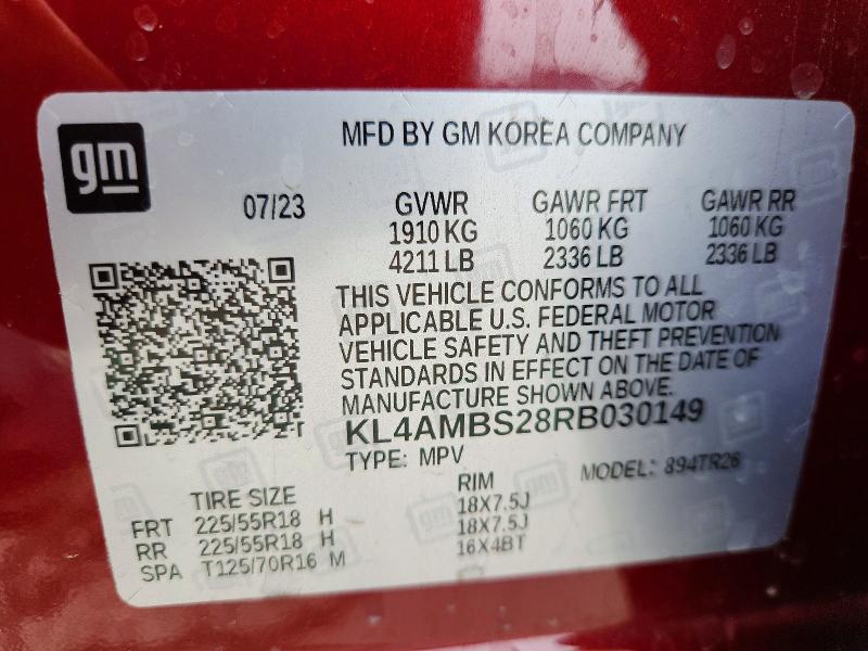 76332185 :رقم المزاد ، KL4AMBS28RB030149 vin ، 2024 Buick Encore Gx مزاد بيع