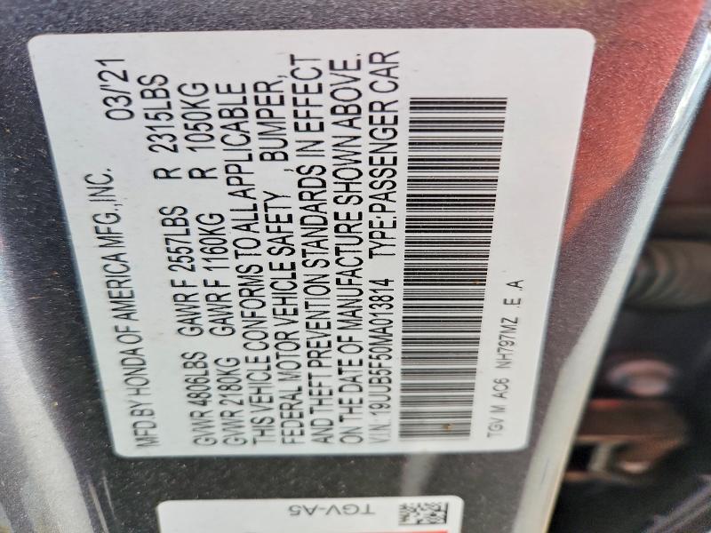 2021 Acura Tlx მანქანა იყიდება აუქციონზე, vin: 19UUB5F50MA013814, აუქციონის ნომერი: 76727745