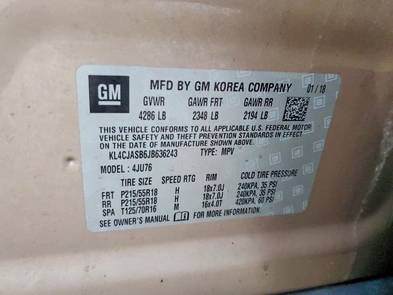 Продаж на аукціоні авто 2018 Buick Encore, vin: KL4CJASB6JB636243, номер лоту: 77895945