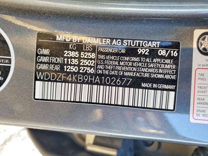 2017 Mercedes-benz E მანქანა იყიდება აუქციონზე, vin: WDDZF4KB9HA102677, აუქციონის ნომერი: 78212255