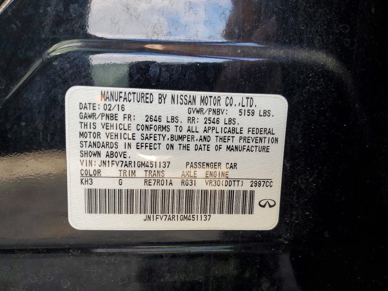 Продаж на аукціоні авто 2016 Infiniti Q50, vin: JN1FV7AR1GM451137, номер лоту: 76801035