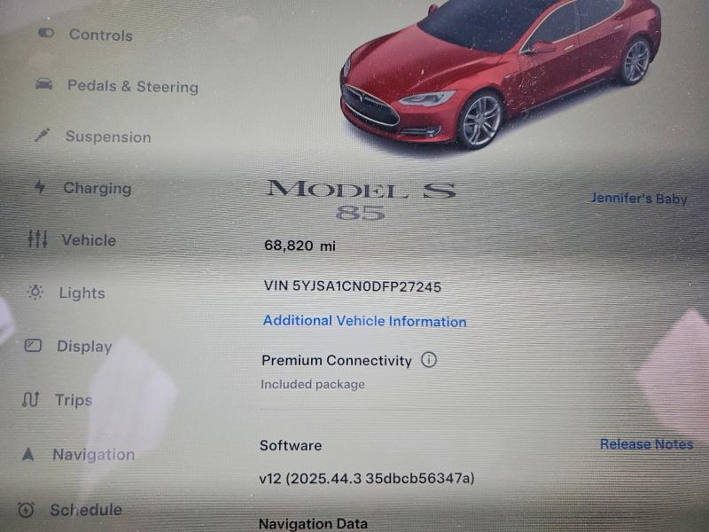Продаж на аукціоні авто 2013 Tesla Model S, vin: 5YJSA1CN0DFP27245, номер лоту: 78243175