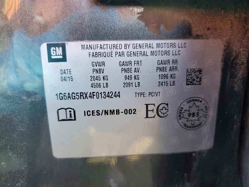 78405705 :رقم المزاد ، 1G6AG5RX4F0134244 vin ، 2015 Cadillac Ats 4d مزاد بيع