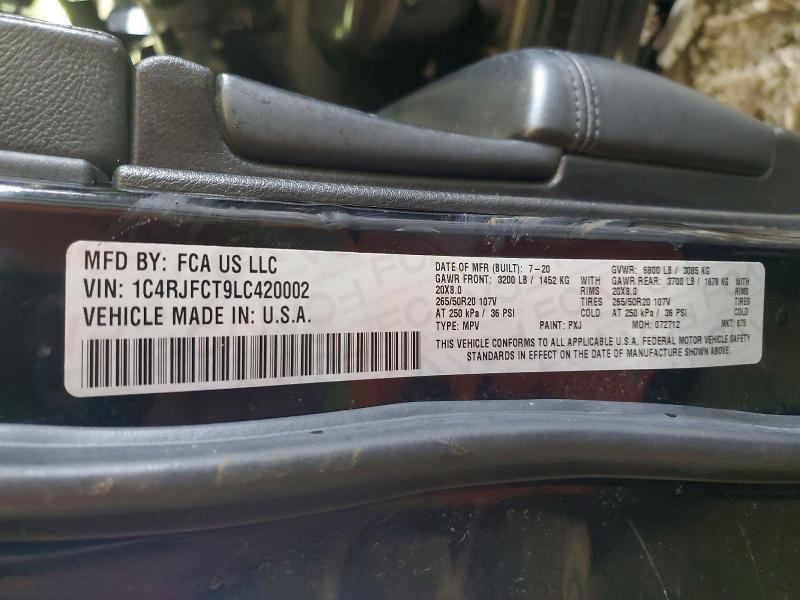 Продажа на аукционе авто 2020 Jeep Grand Cherokee, vin: 1C4RJFCT9LC420002, номер лота: 75480235