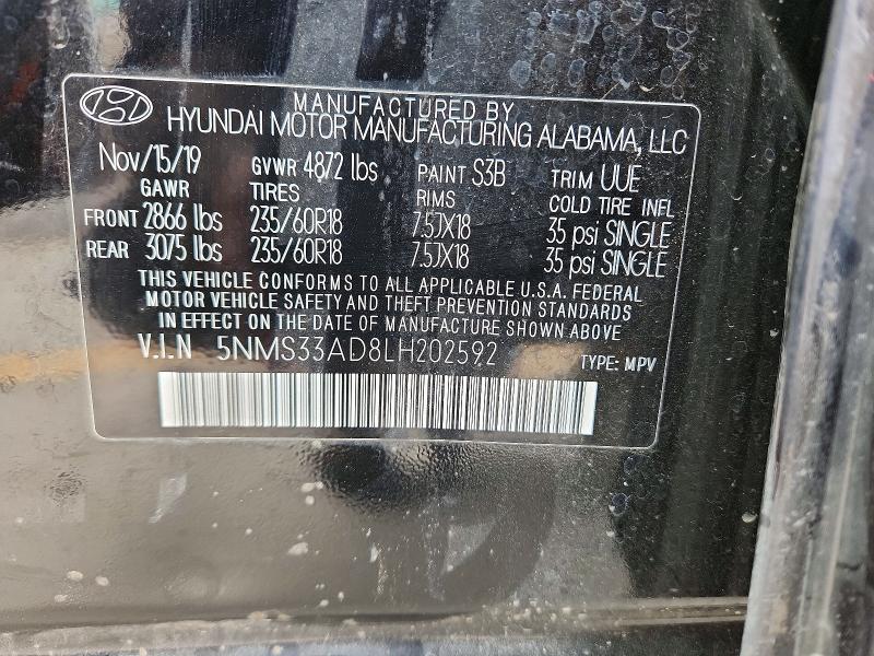Продаж на аукціоні авто 2020 Hyundai Santa Fe, vin: 5NMS33AD8LH202592, номер лоту: 78846625