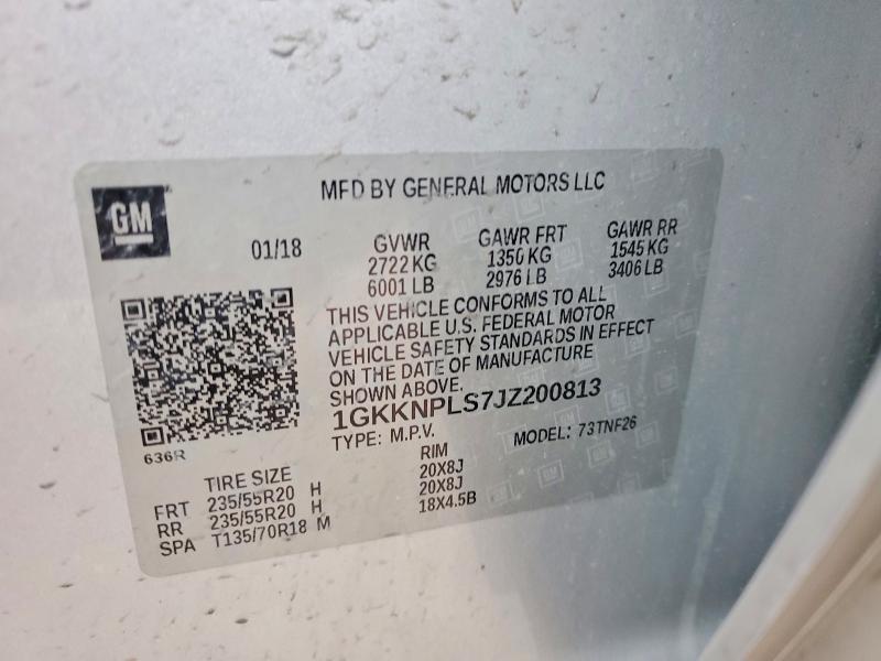 Aukcja sprzedaży 2018 Gmc Acadia, vin: 1GKKNPLS7JZ200813, numer aukcji: 76764845