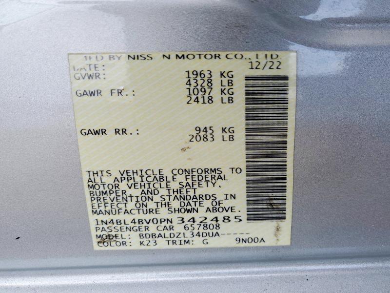 Продаж на аукціоні авто 2023 Nissan Altima, vin: 1N4BL4BV0PN342485, номер лоту: 78720695