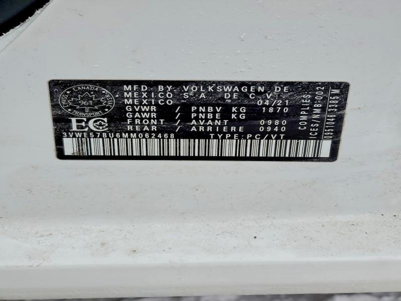 Aukcja sprzedaży 2021 Volkswagen Jetta, vin: 3VWE57BU6MM062468, numer aukcji: 73937855