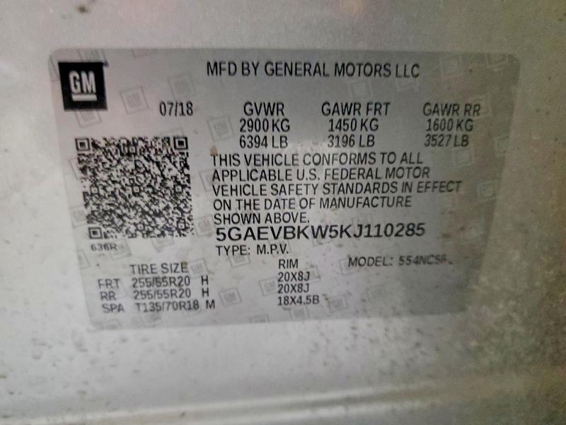 Aukcja sprzedaży 2019 Buick Enclave, vin: 5GAEVBKW5KJ110285, numer aukcji: 78538375