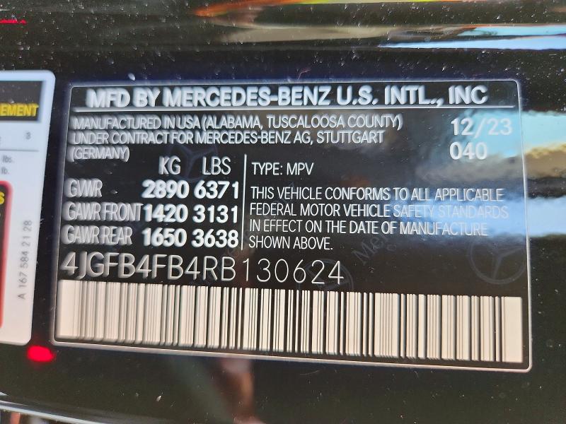 79024585 :رقم المزاد ، 4JGFB4FB4RB130624 vin ، 2024 Mercedes-benz Gle مزاد بيع