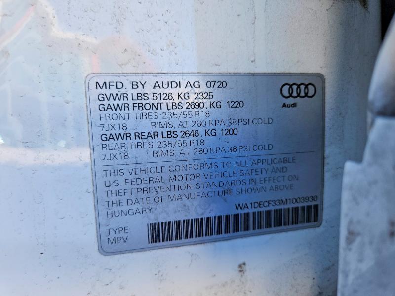 Продаж на аукціоні авто 2021 Audi Q3, vin: WA1DECF33M1003930, номер лоту: 75648025