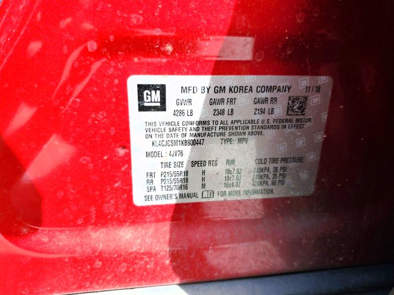 Aukcja sprzedaży 2019 Buick Encore, vin: KL4CJCSM1KB800447, numer aukcji: 77893965