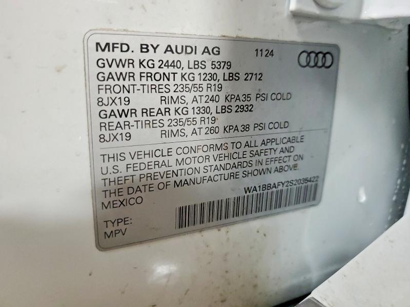 76810055 :رقم المزاد ، WA1BBAFY2S2035422 vin ، 2025 Audi Q5 مزاد بيع