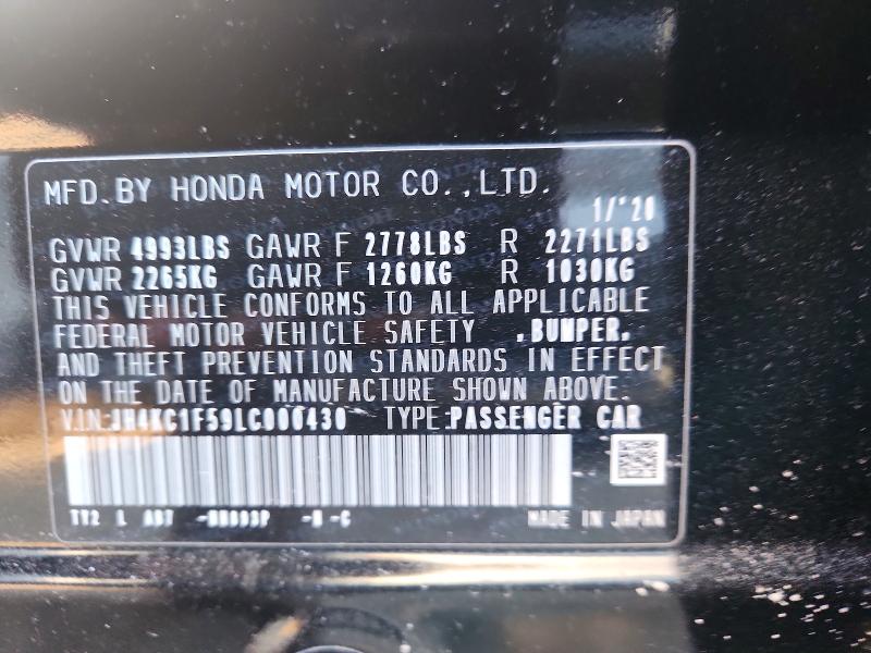 77468565 :رقم المزاد ، JH4KC1F59LC000430 vin ، 2020 Acura Rlx مزاد بيع