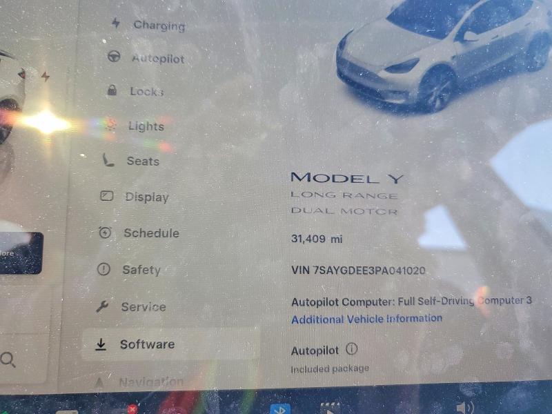 Aukcja sprzedaży 2023 Tesla Model Y, vin: 7SAYGDEE3PA041020, numer aukcji: 77957205