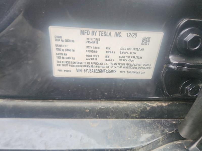 Aukcja sprzedaży 2021 Tesla Model S, vin: 5YJSA1E26MF425932, numer aukcji: 76048805