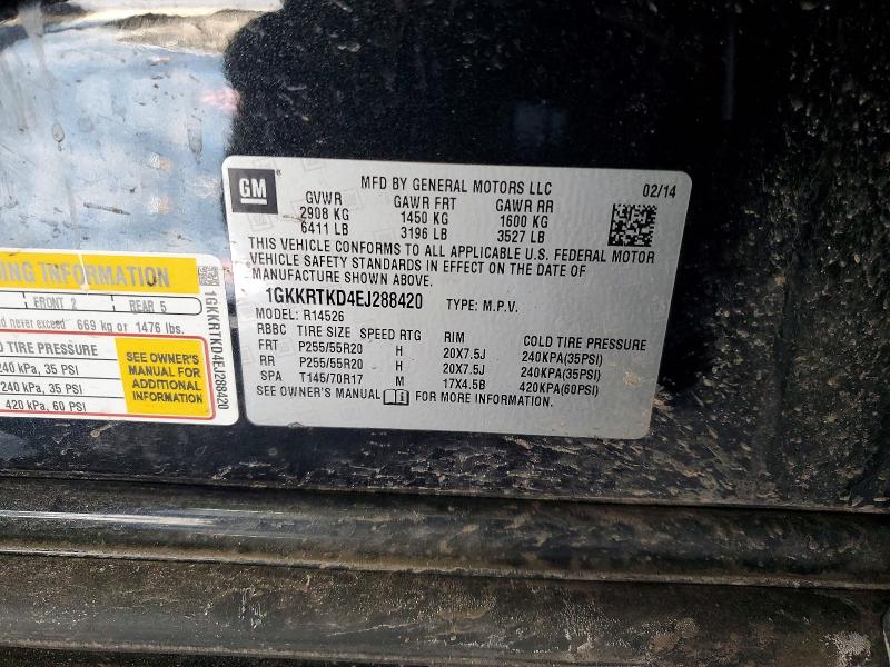 75441535 :رقم المزاد ، 1GKKRTKD4EJ288420 vin ، 2014 Gmc Acadia مزاد بيع
