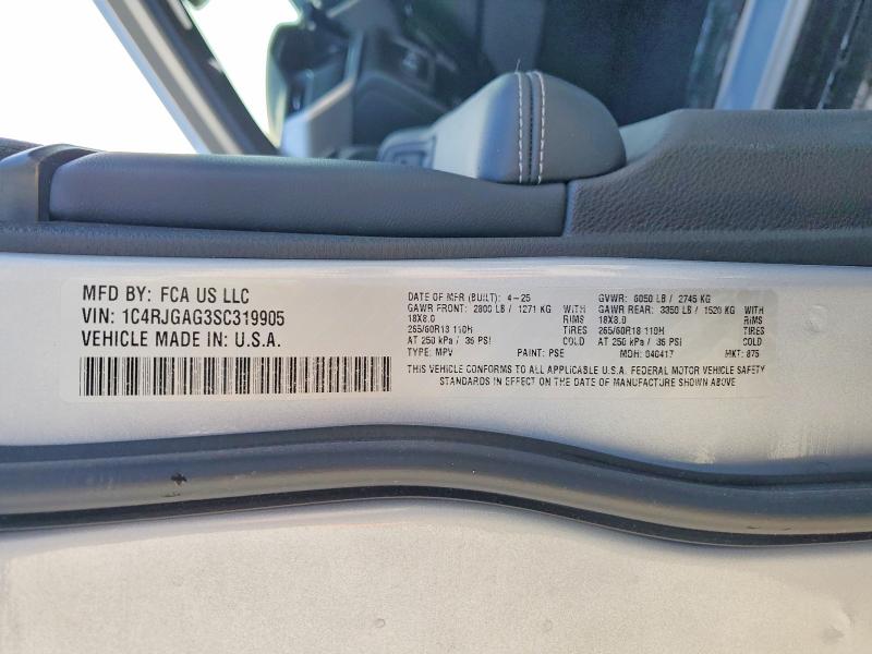 Aukcja sprzedaży 2025 Jeep Grand Cherokee, vin: 1C4RJGAG3SC319905, numer aukcji: 77903735