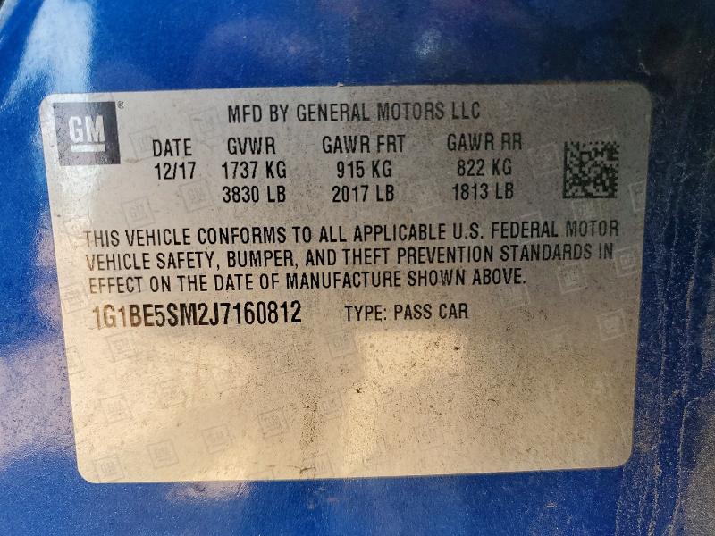Продаж на аукціоні авто 2018 Chevrolet Cruze, vin: 1G1BE5SM2J7160812, номер лоту: 78303505