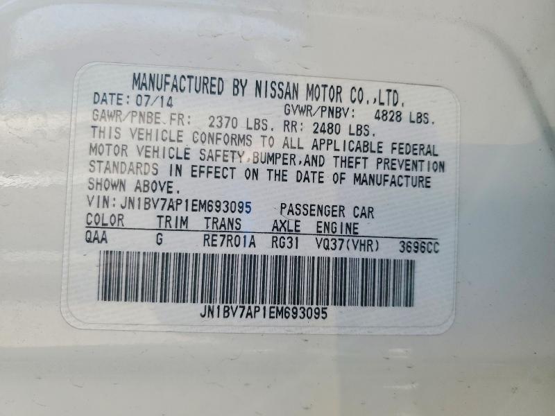 78111035 :رقم المزاد ، JN1BV7AP1EM693095 vin ، 2014 Infiniti Q50 مزاد بيع