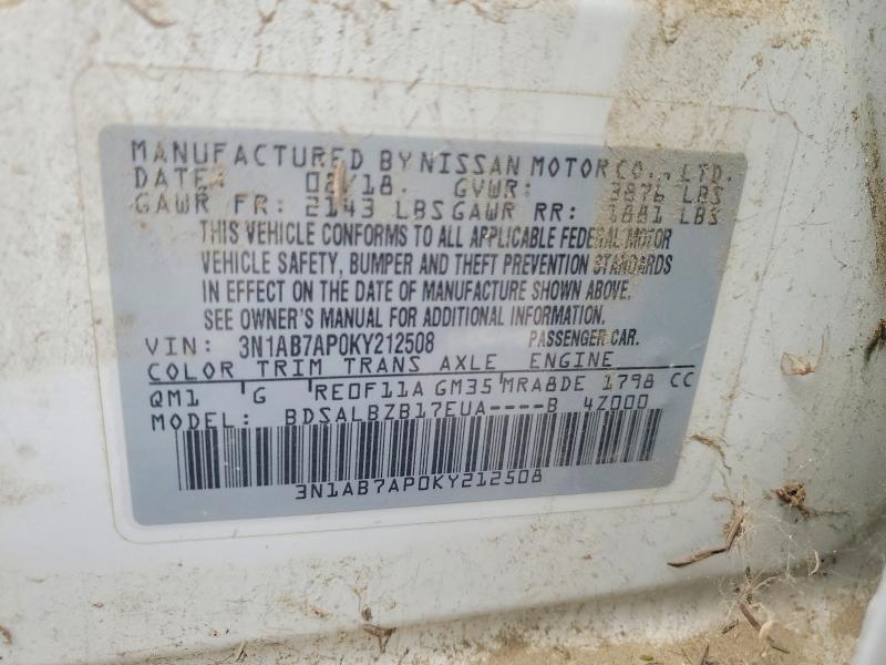 Продаж на аукціоні авто 2019 Nissan Sentra S, vin: 3N1AB7AP0KY212508, номер лоту: 76388795