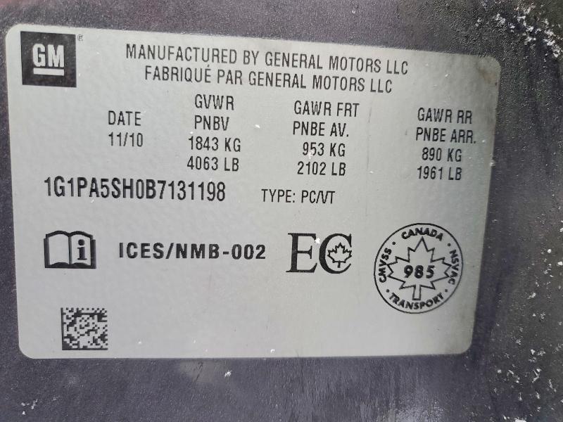 Aukcja sprzedaży 2011 Chevrolet Cruze, vin: 1G1PA5SH0B7131198, numer aukcji: 76127975
