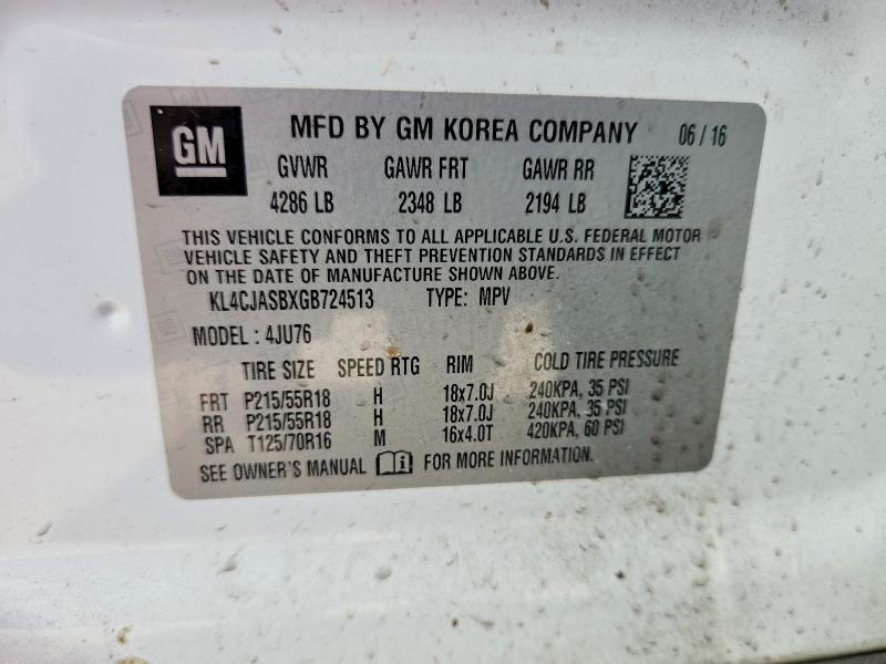 Aukcja sprzedaży 2016 Buick Encore, vin: KL4CJASBXGB724513, numer aukcji: 78106555