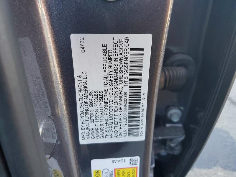 2022 Acura Tlx Tech A მანქანა იყიდება აუქციონზე, vin: 19UUB6F58NA002308, აუქციონის ნომერი: 75985585