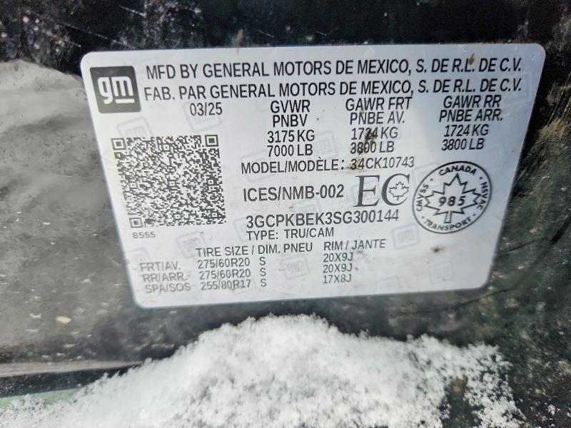 Aukcja sprzedaży 2025 Chevrolet Silverado, vin: 3GCPKBEK3SG300144, numer aukcji: 76734585