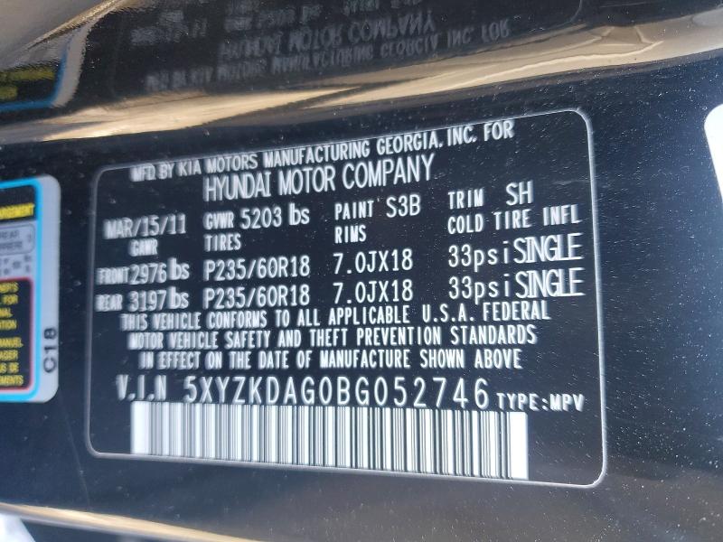 Продаж на аукціоні авто 2011 Hyundai Santa Fe, vin: 5XYZKDAG0BG052746, номер лоту: 75605835