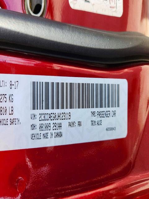 78925905 :رقم المزاد ، 2C3CCAEG0JH123119 vin ، 2018 Chrysler 300 مزاد بيع