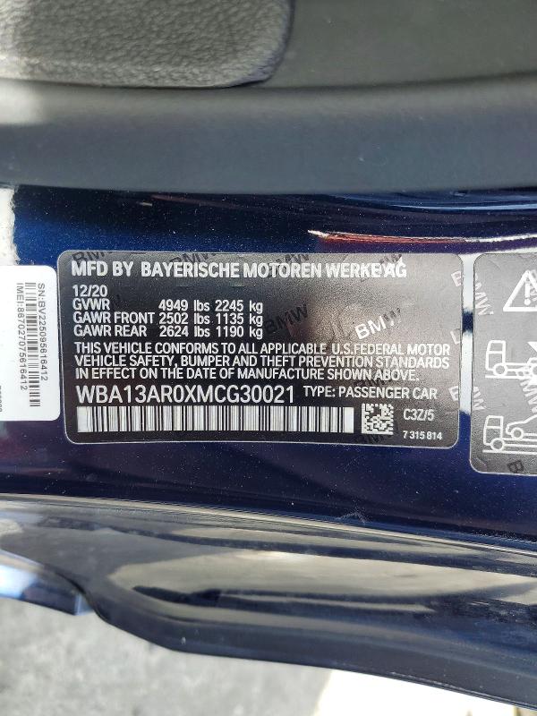 Продажа на аукционе авто 2021 Bmw M440xi, vin: WBA13AR0XMCG30021, номер лота: 76481955