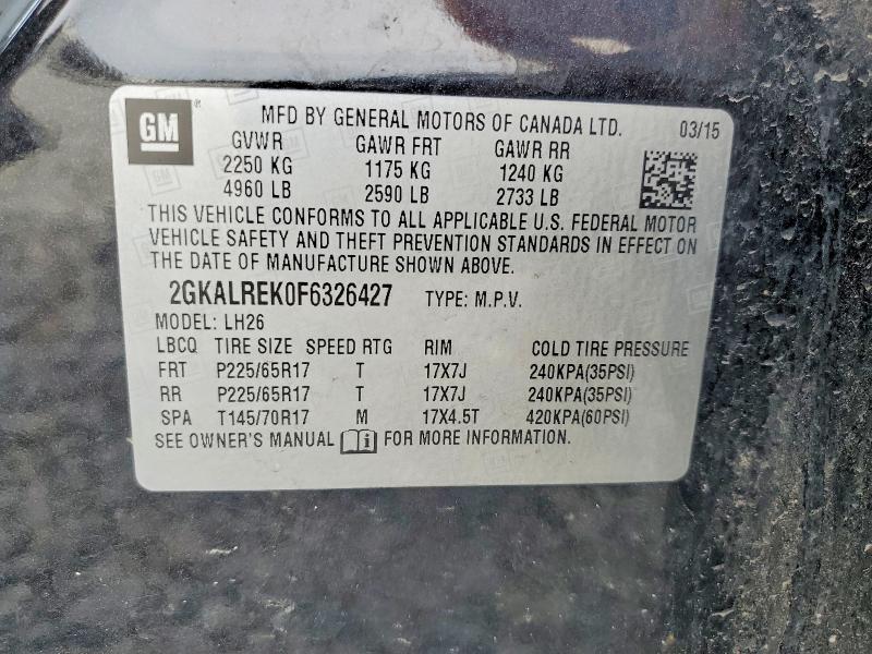 79488315 :رقم المزاد ، 2GKALREK0F6326427 vin ، 2015 Gmc Terrain مزاد بيع