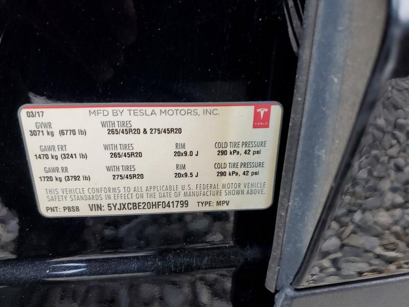 Продажа на аукционе авто 2017 Tesla Model X, vin: 5YJXCBE20HF041799, номер лота: 75570675