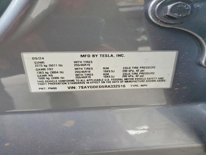 77429445 :رقم المزاد ، 7SAYGDED5RA332516 vin ، 2024 Tesla Model Y مزاد بيع